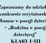 Zapraszamy do udziału w konkursie recytatorskim kl. I-III